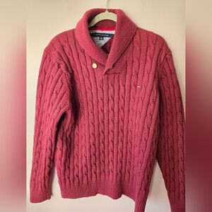 Tommy Hilfiger Maroon Cable Knit Sweater